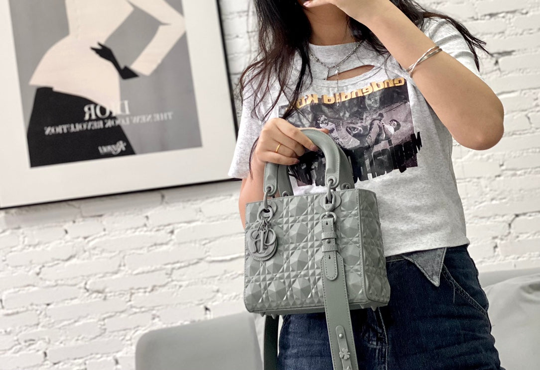 迪D家-Lady dior myABC 啞光牛皮 灰色 小號