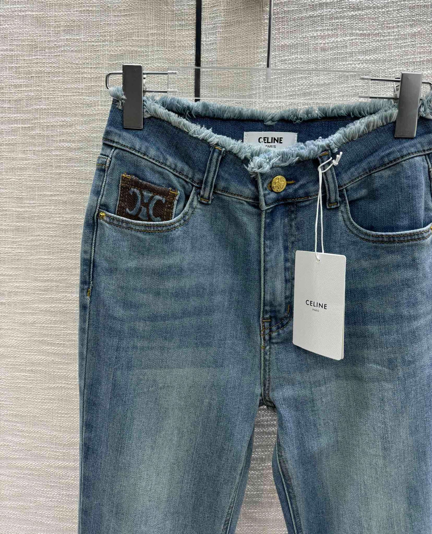 賽C家-2403 撞色logo高腰微喇褲