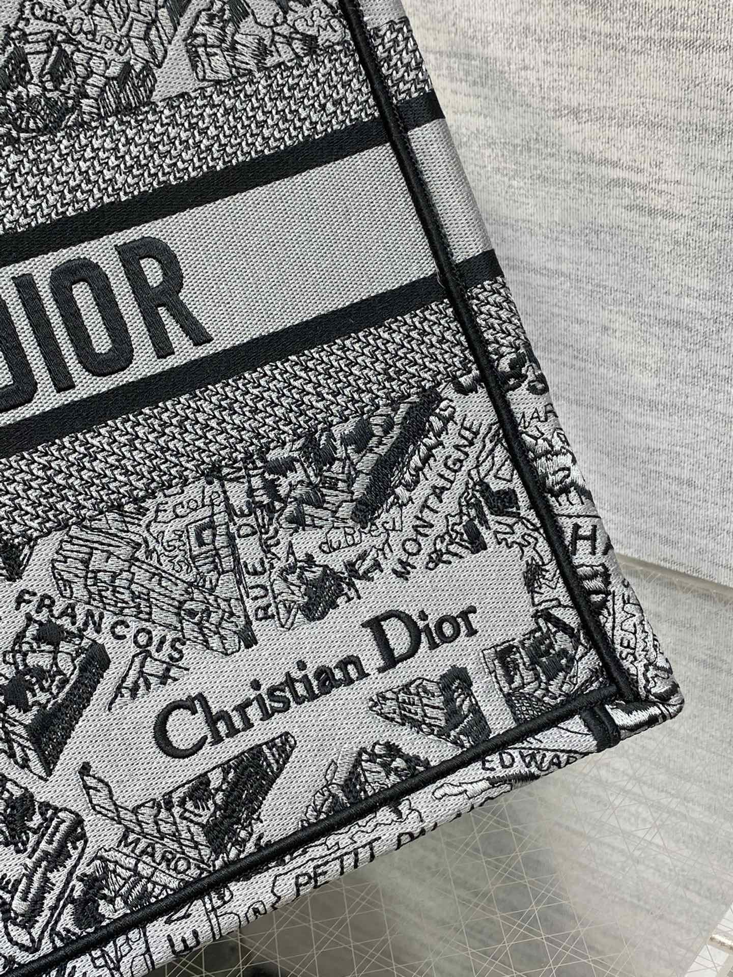 迪D家-Book Tote 2023春夏系列 巴黎地圖刺繡 灰色 中號