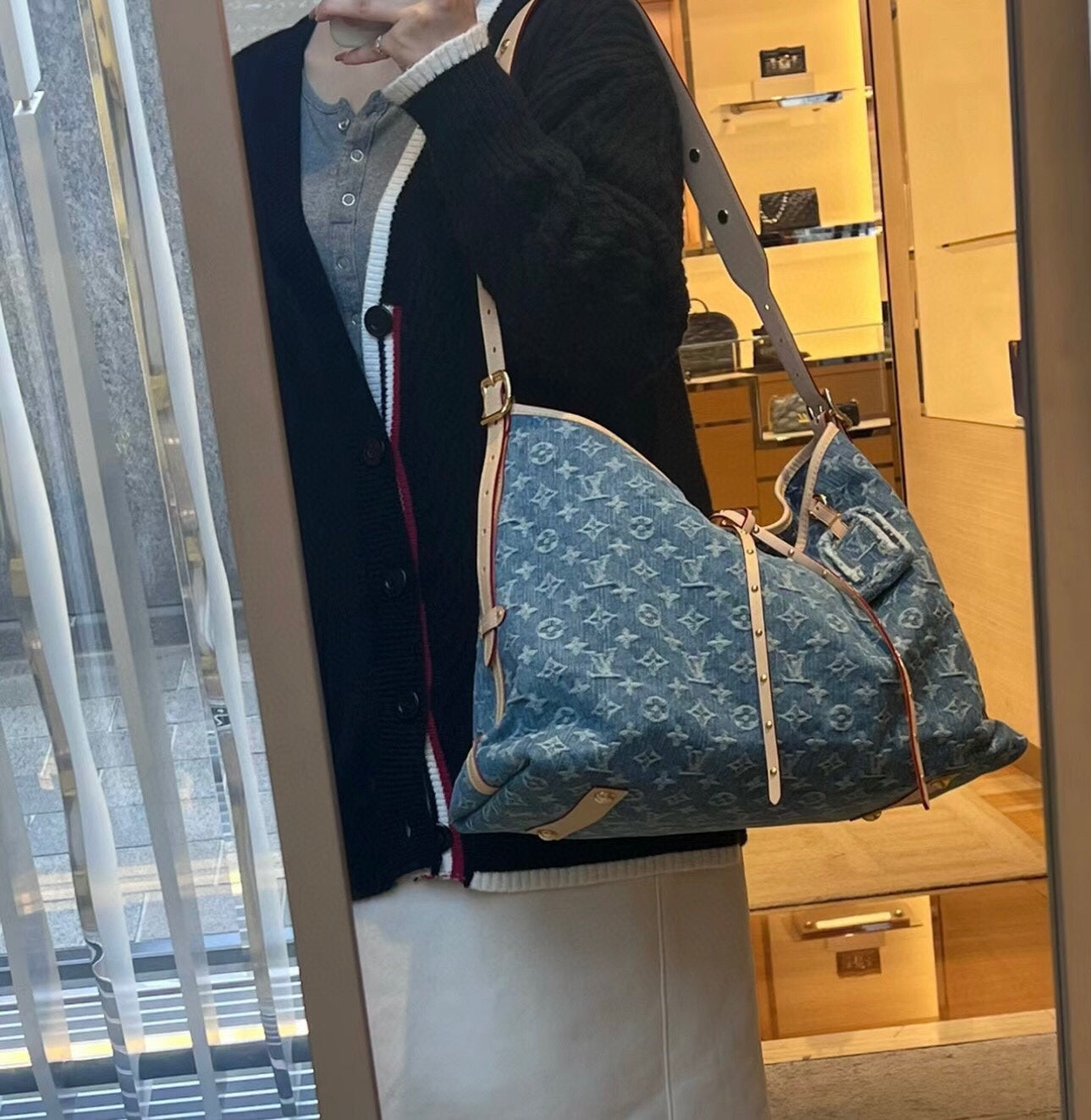 M46855 路L家-Carryall MM手袋 斜背包/肩背包 牛仔丹寧
