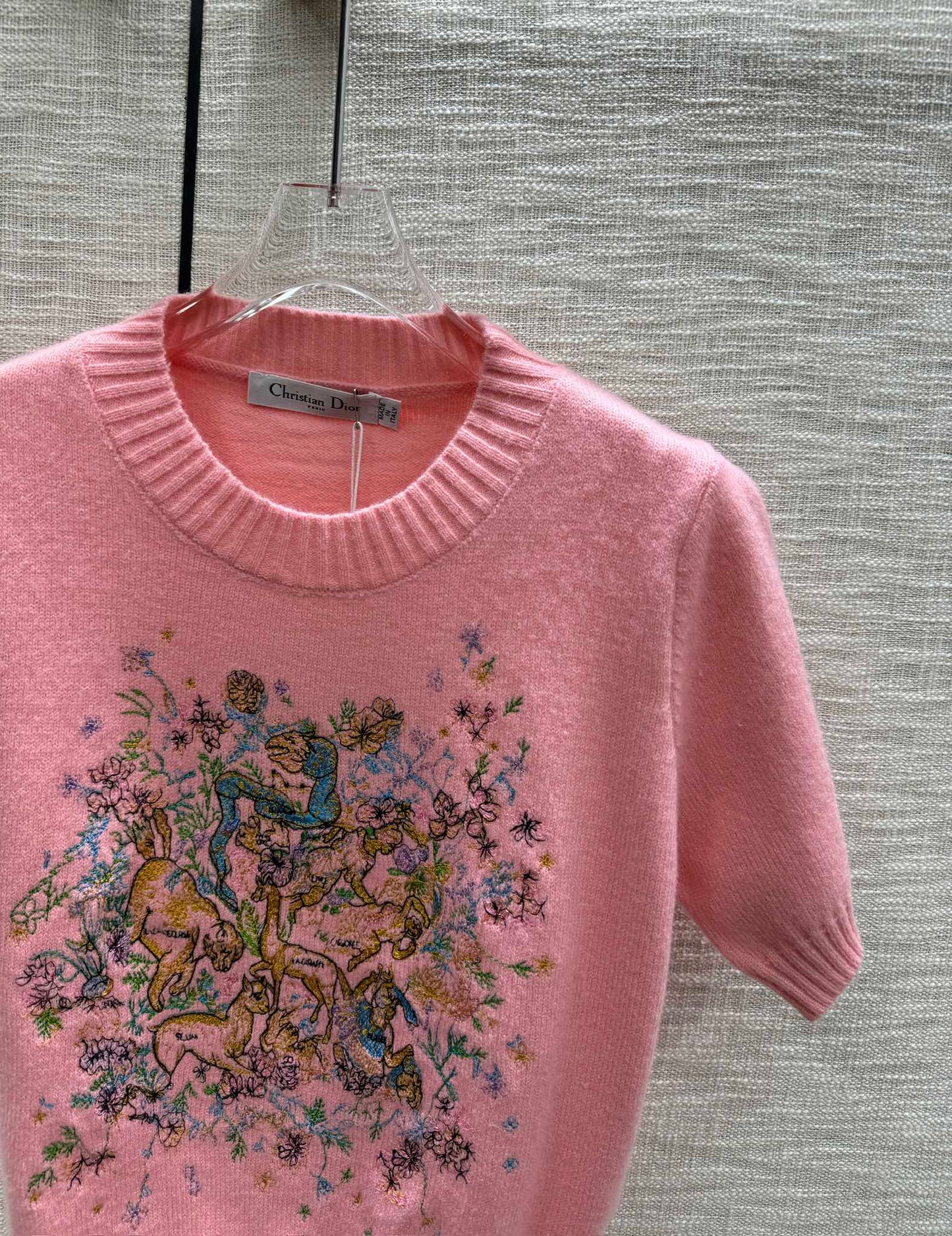 迪D家-2403 24早春最新系列重工刺繡針織短袖 粉色