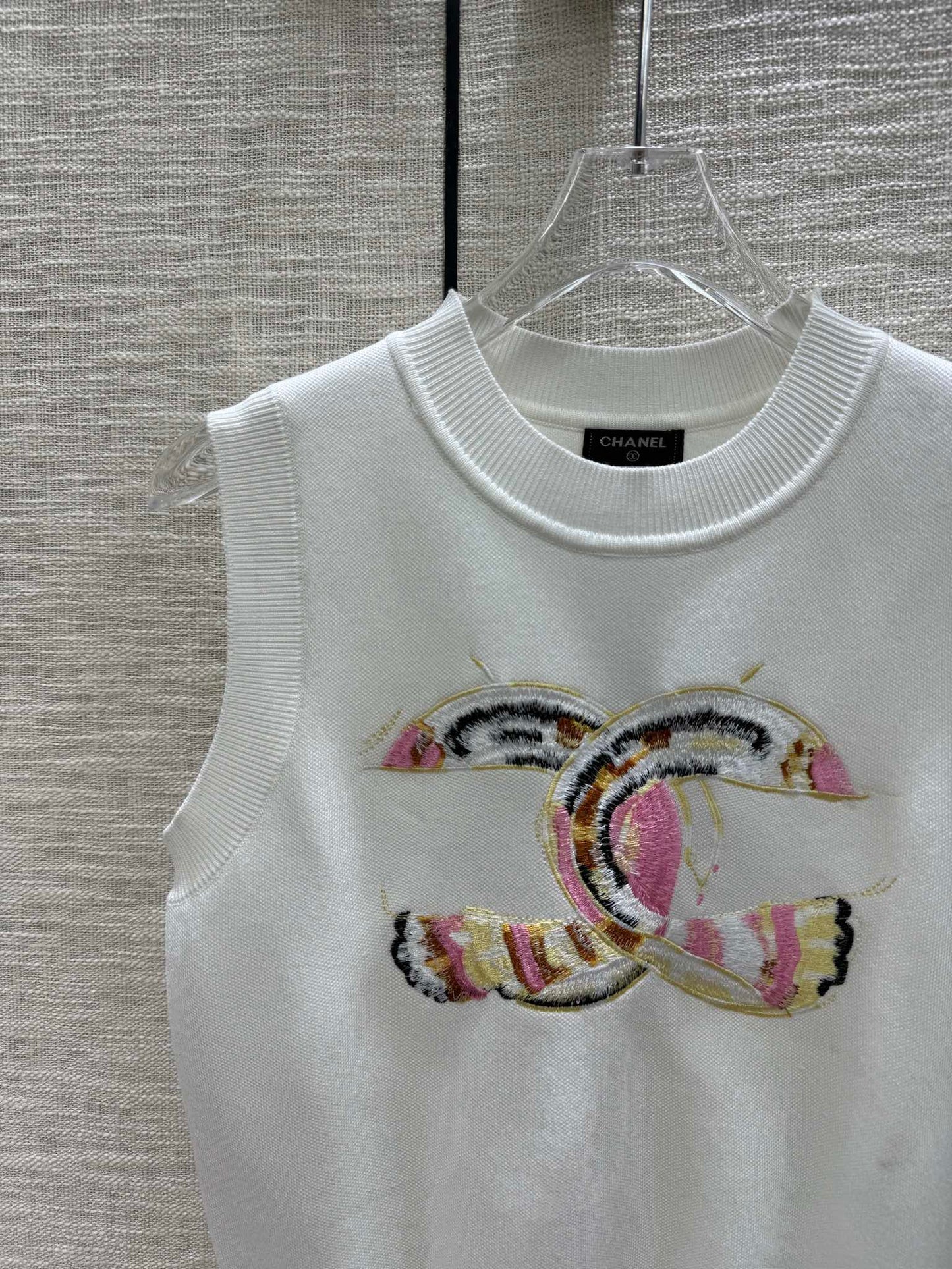 小香家-2403 刺繡針織背心 白色
