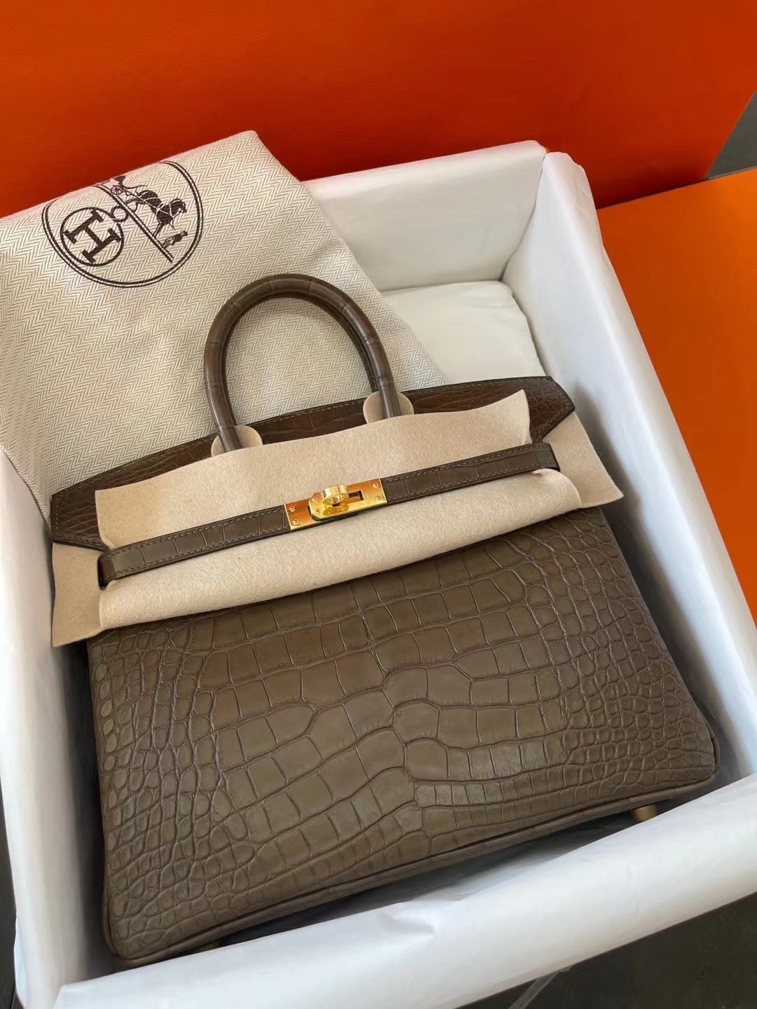 小愛款-Birkin 25 M1牛芷草灰色 金扣