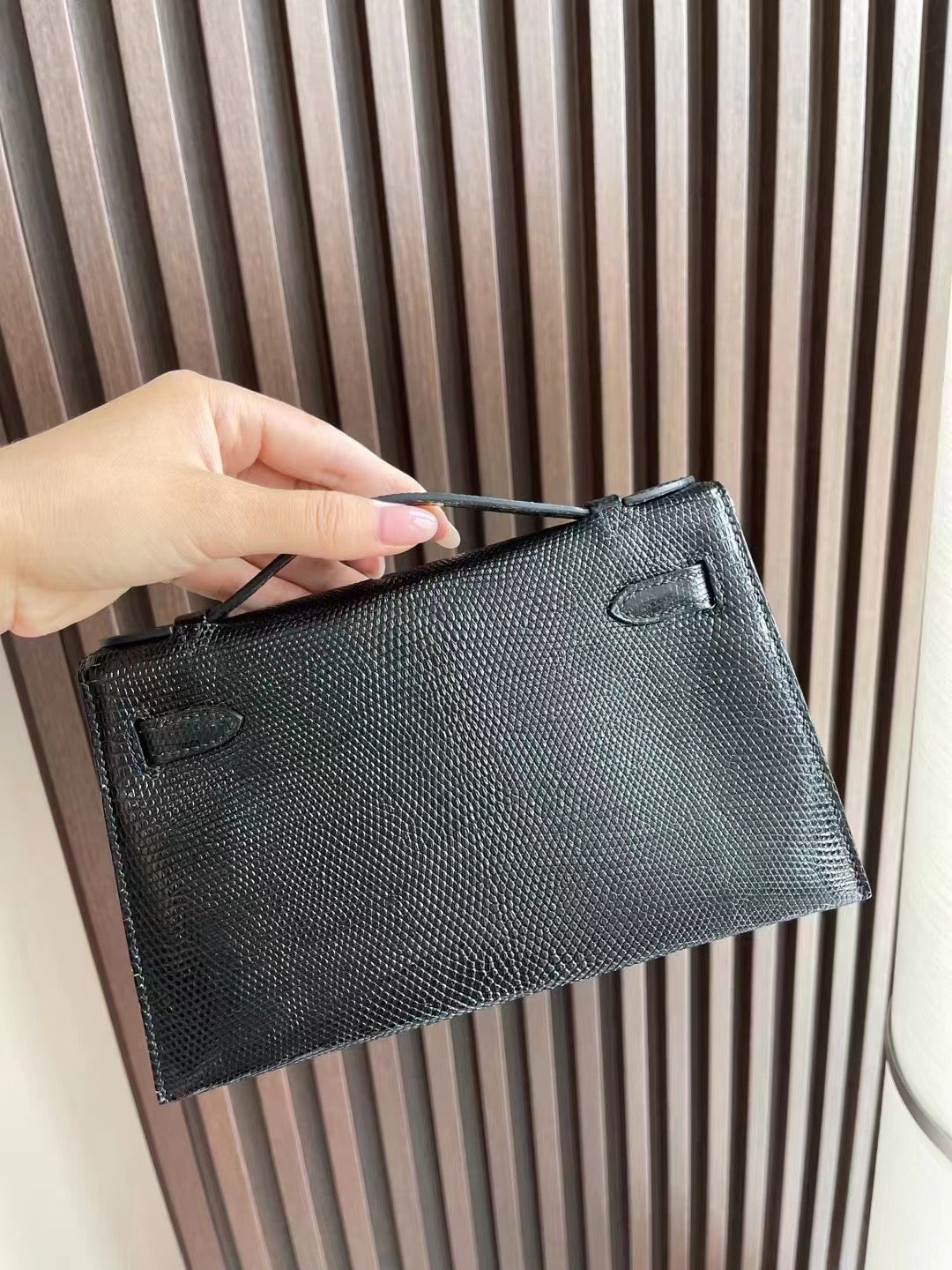小愛款-Kelly Mini 1代 蜥蜴皮 黑色 銀扣
