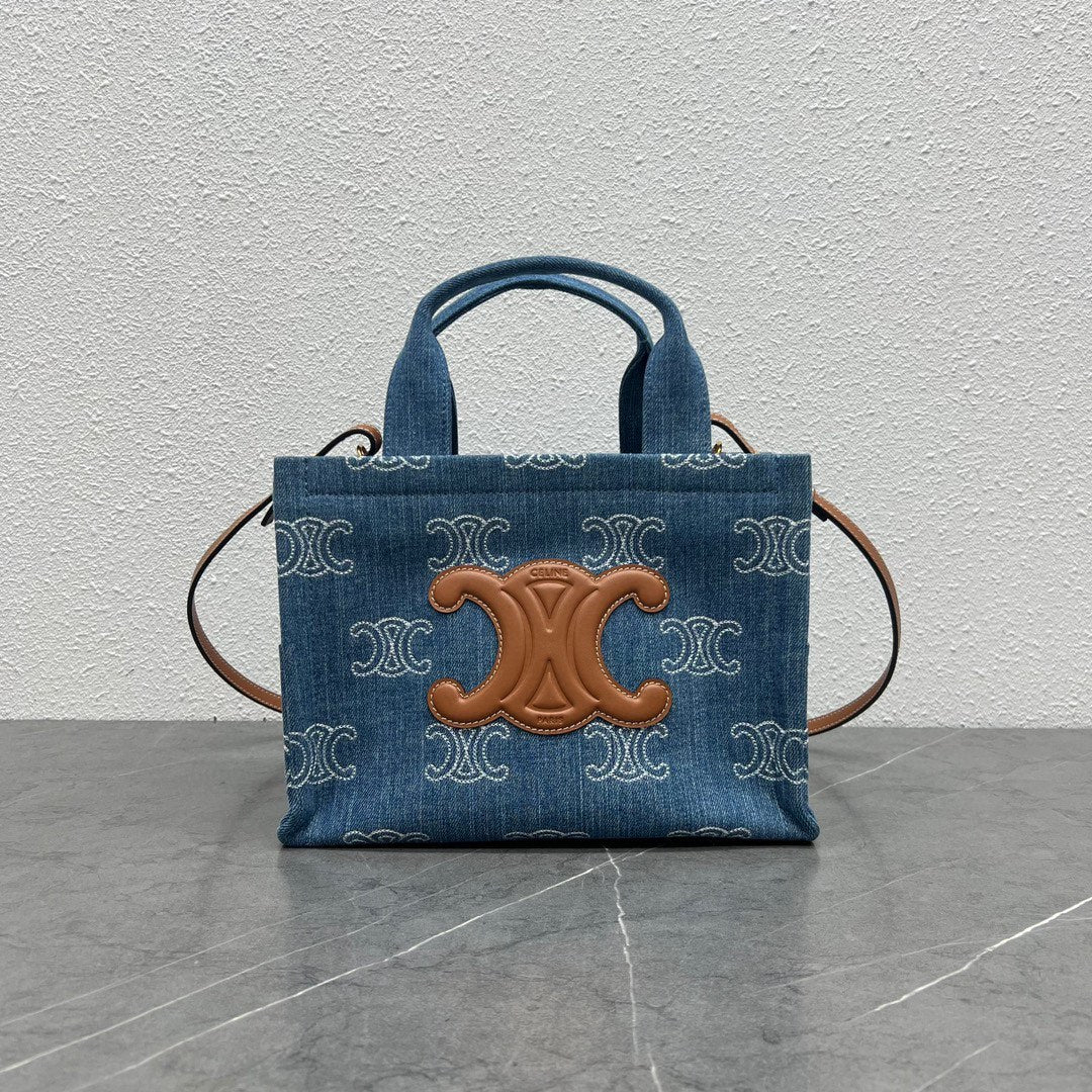 賽c家-Cabas Thais 牛仔色刺繡托特包 小號