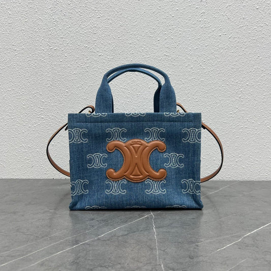 賽c家-Cabas Thais 牛仔色刺繡托特包 小號