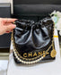小香家-Chanel 22號手袋 黑色 雙鍊條 珍珠鍊