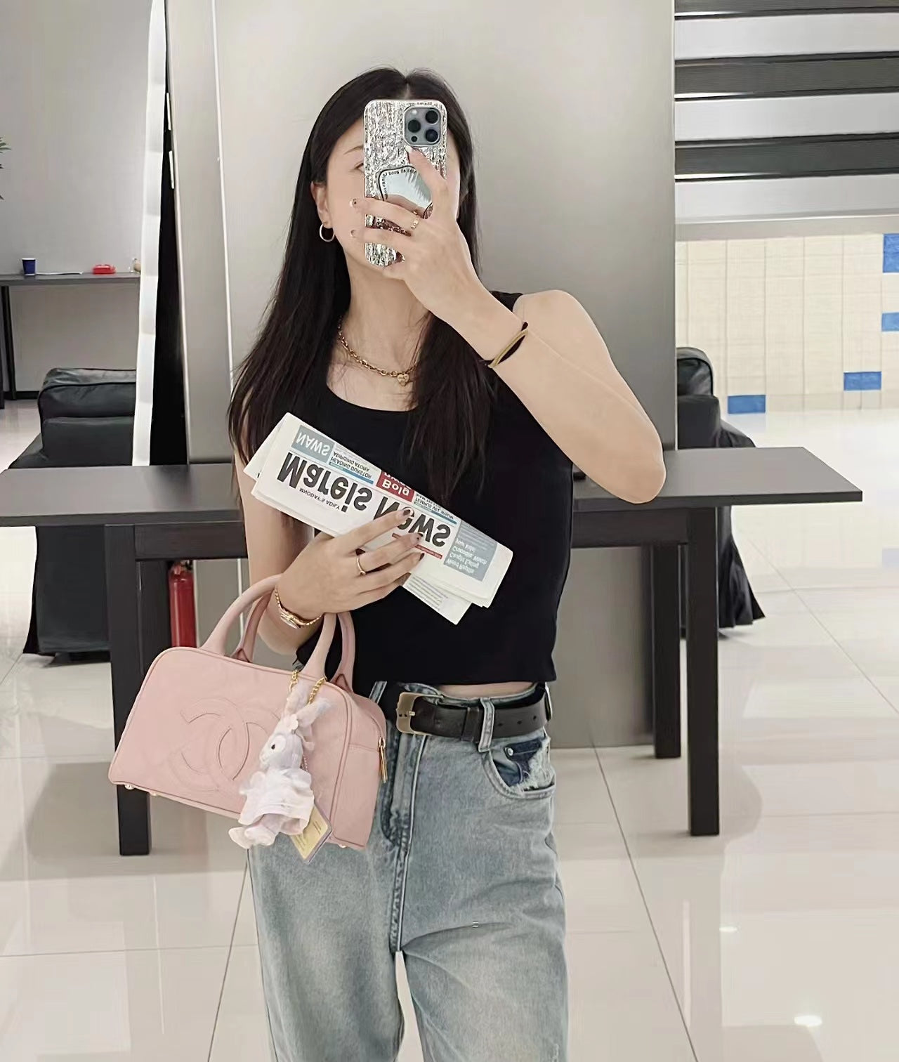小香家-Chanel Vintage 中古保齡球包 粉色