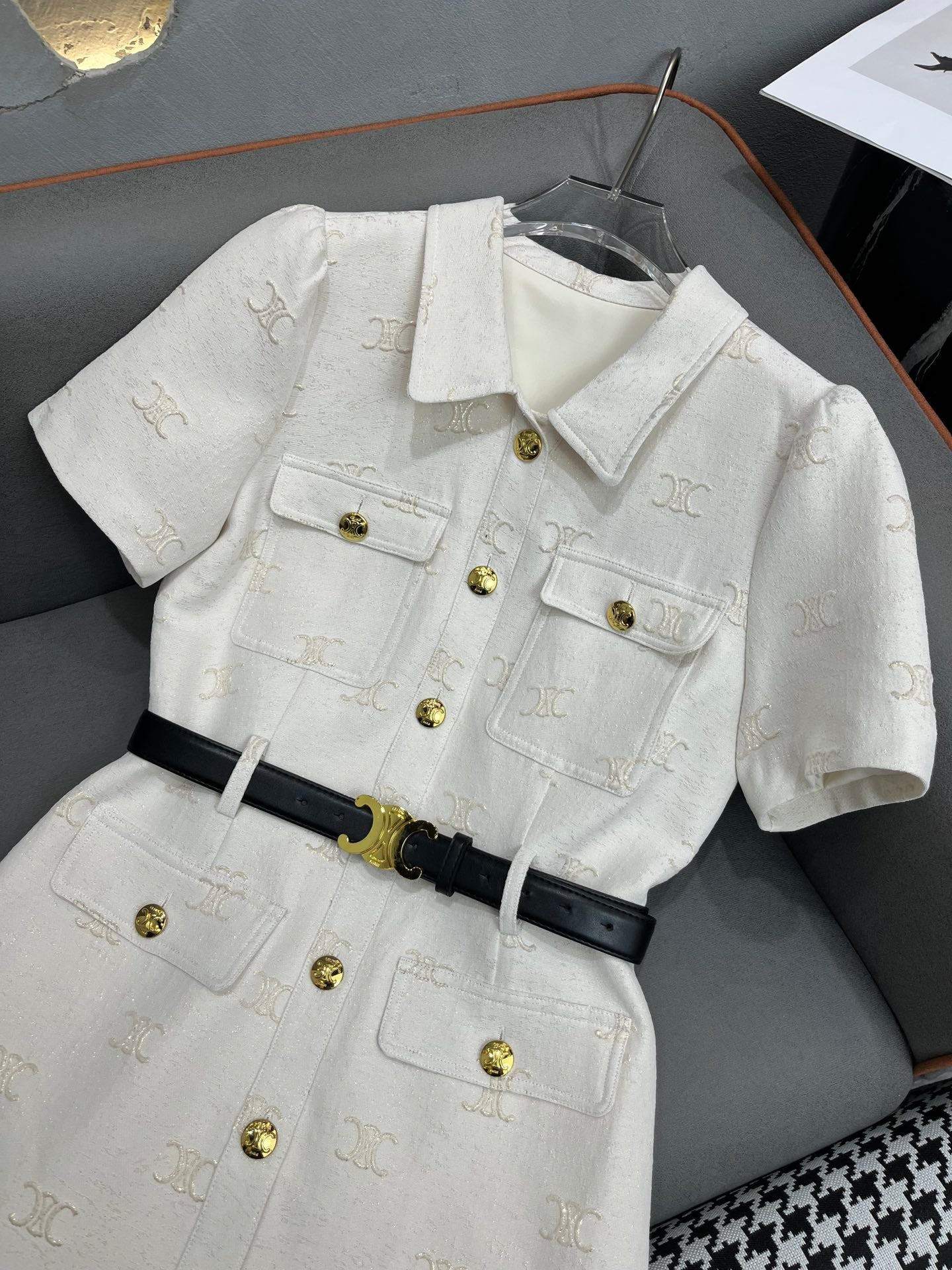 賽C家-2403 24SS春夏新款翻領洋裝 白色