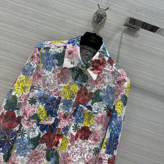 小香家-2404 油畫蕾絲印花襯衫