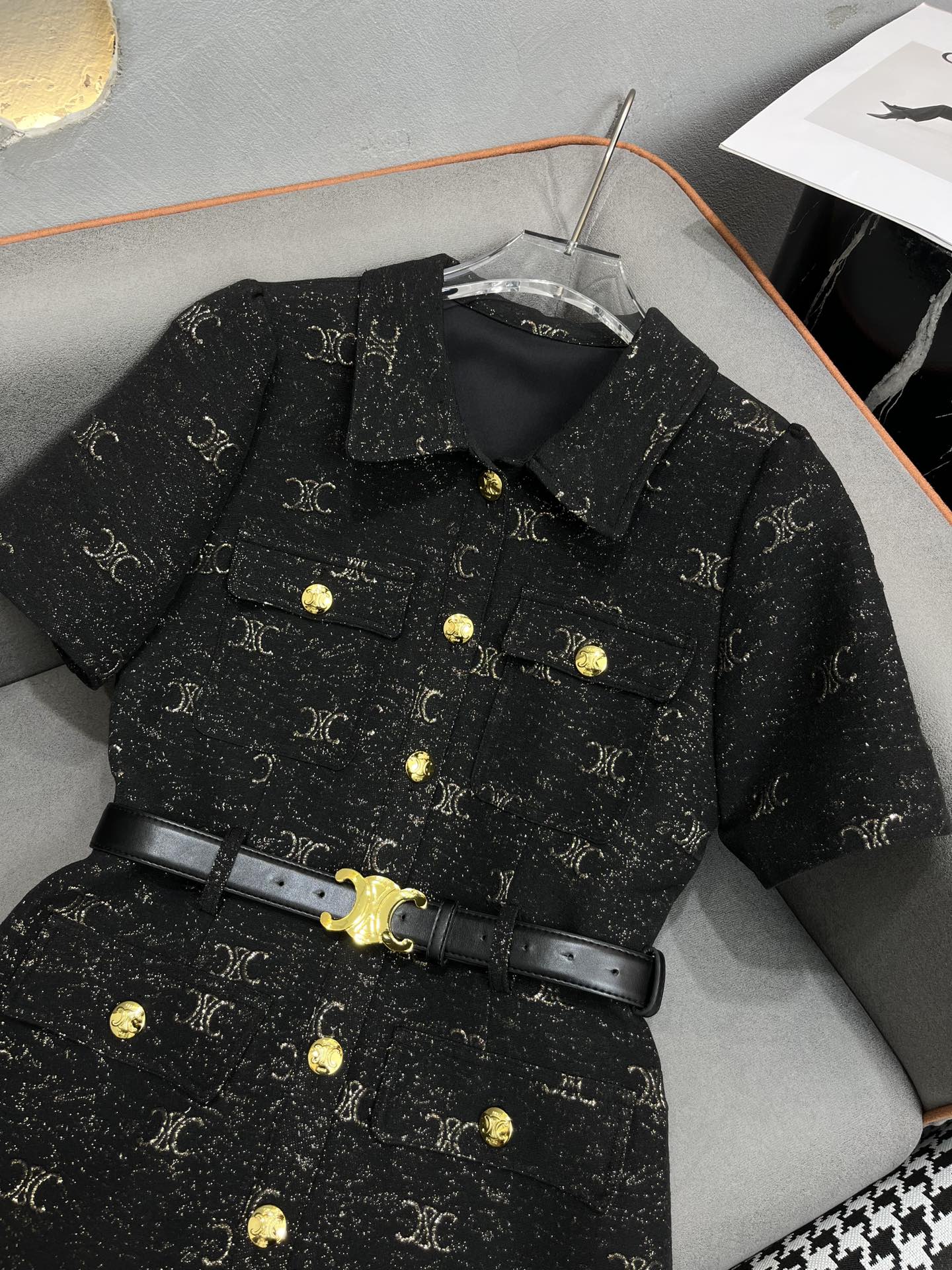 賽C家-2403 24SS春夏新款翻領洋裝 黑色