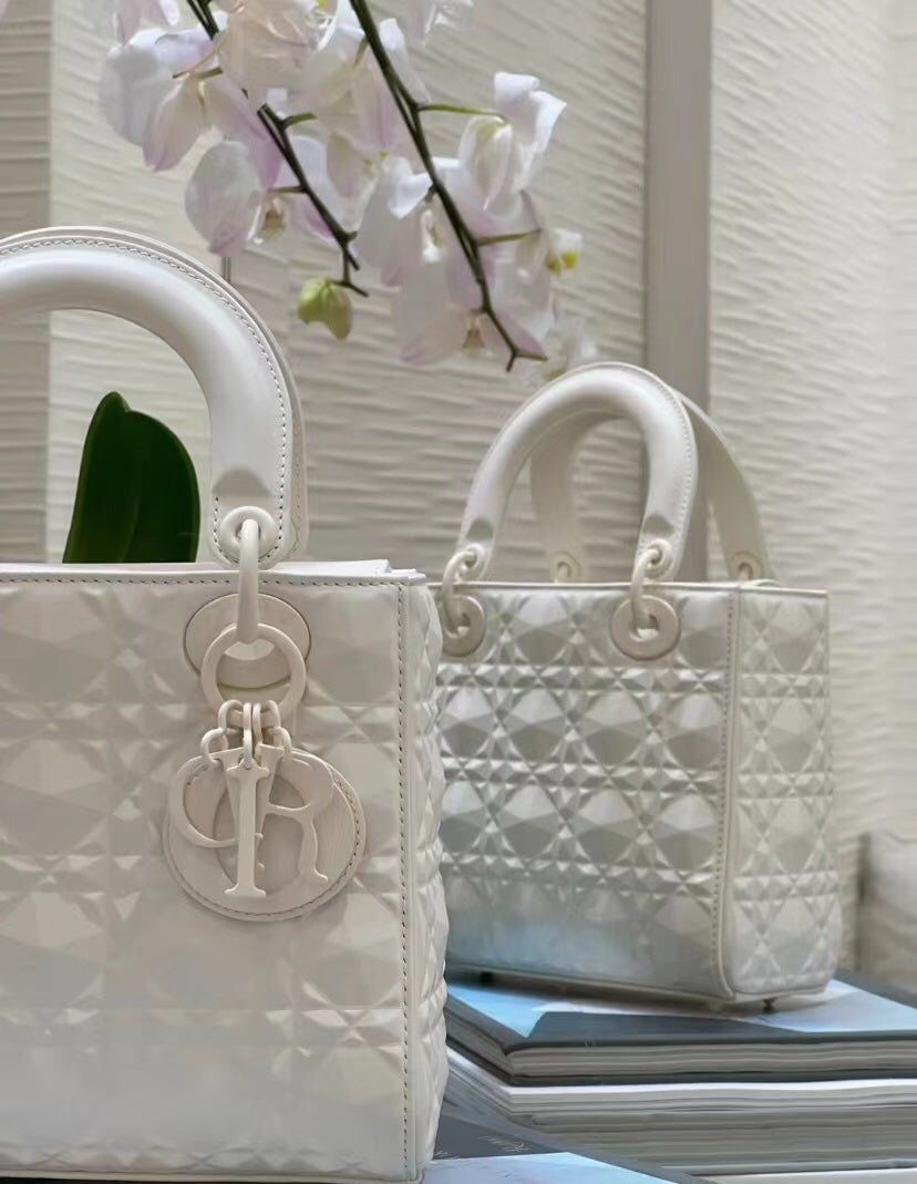 迪D家-Lady dior myABC 啞光牛皮 白色 小號