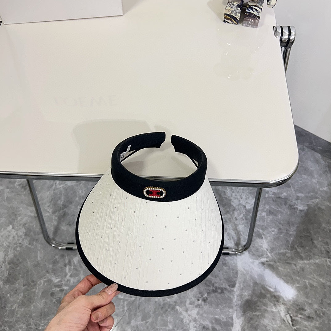 賽C家-2024夏季新款水鑽輕奢華遮陽帽 白色