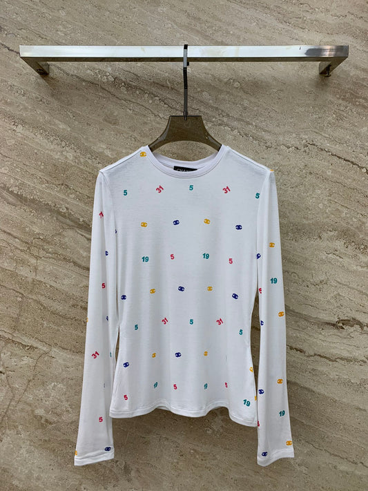 小香家-2403 彩色logo印花長袖TEE