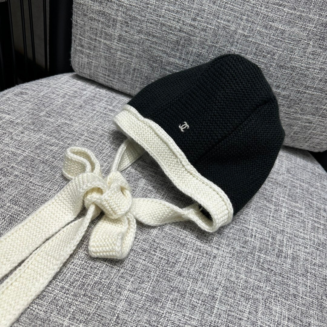 賽C家-Coco neige滑雪系列 拼色針織冷帽 白色