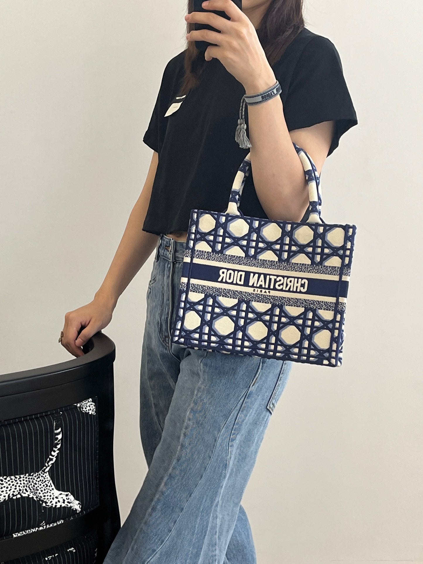 迪D家-2023春夏新款 Tote 藍白拼色 小號
