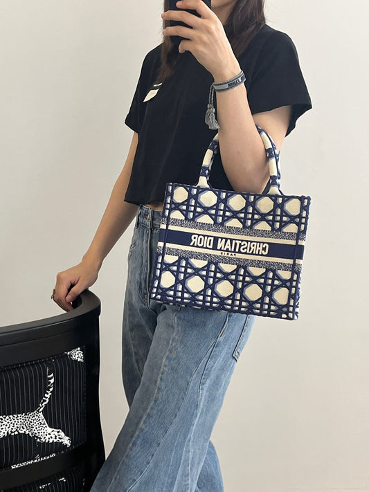 迪D家-2023春夏新款 Tote 藍白拼色 小號