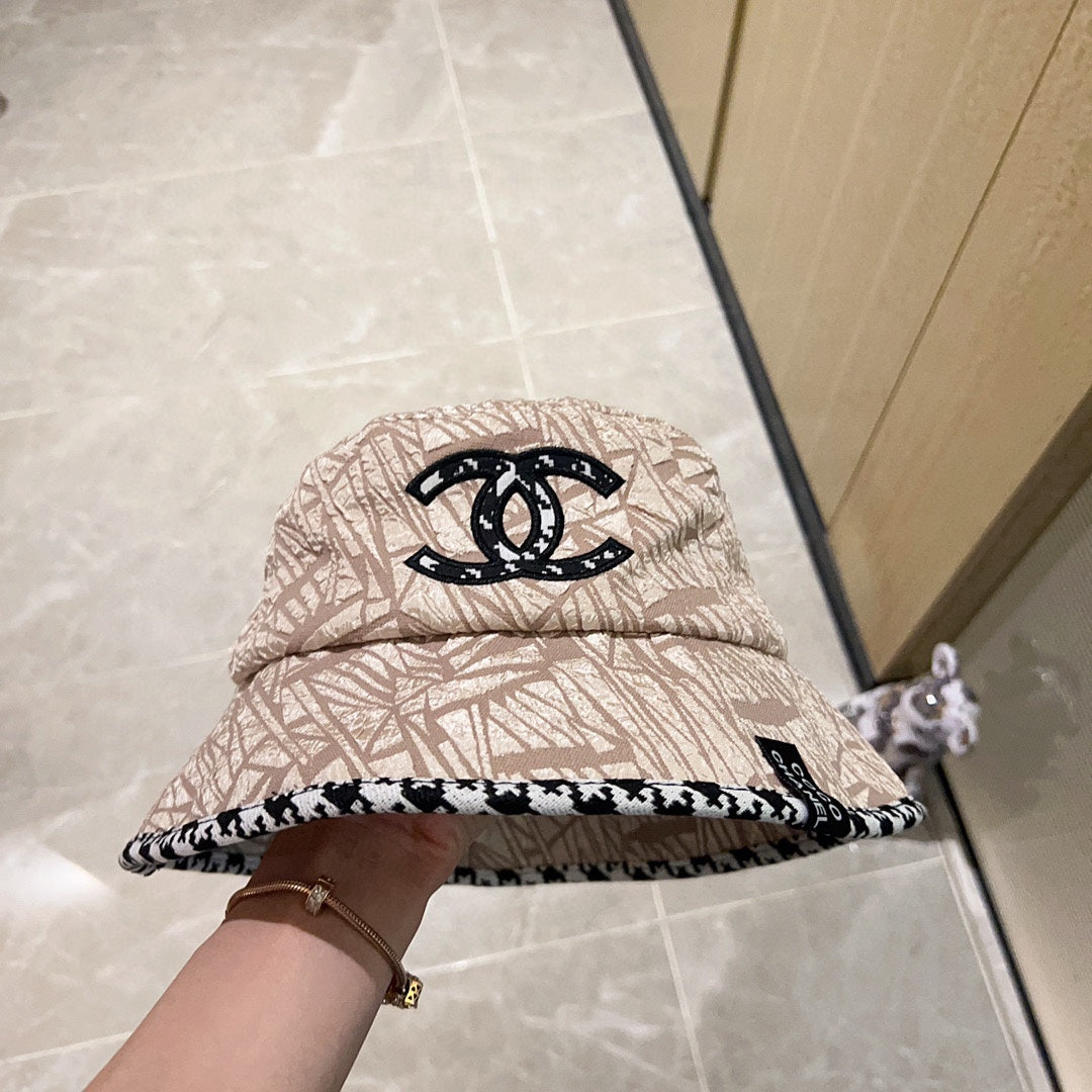 小香家-2023春夏新款 線條漁夫帽 杏色
