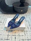 Manolo Blahnik-2024 格狀高跟拖鞋 藍色