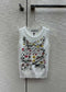 迪D家-2403 24早春最新花卉系列重工刺繡花朵針織背心 白色