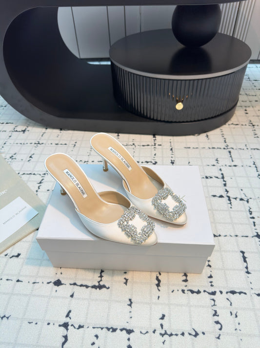 Manolo Blahnik-2024 高跟拖鞋 白色