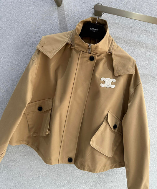 賽C家-2403 24早春新品立領連帽式風衣外套 (帽可拆)