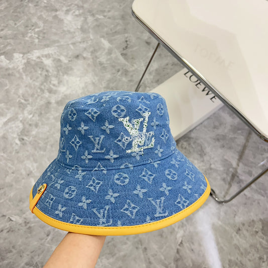 路L家-2024新款皮邊牛仔漁夫帽