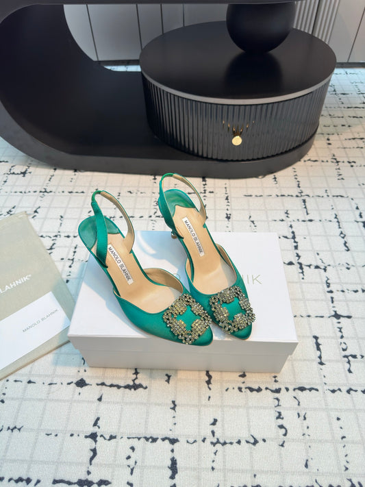 Manolo Blahnik-2024 高跟涼鞋 綠色