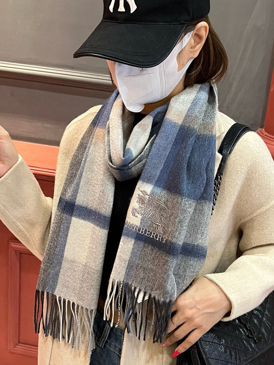 巴B家-2024情侶款水波紋羊絨圍巾 180*32