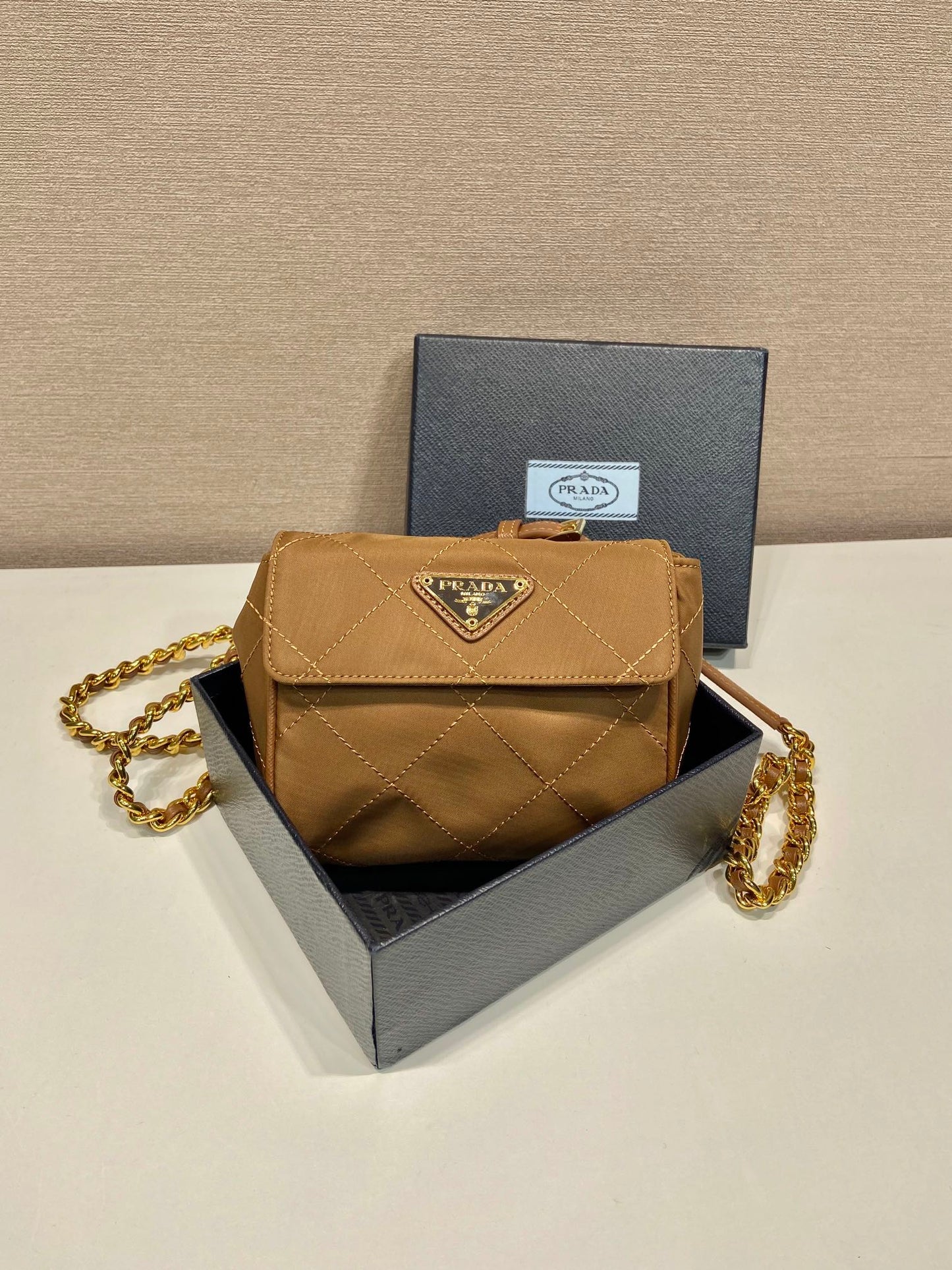普P家-中古迷你鍊條包 棕色