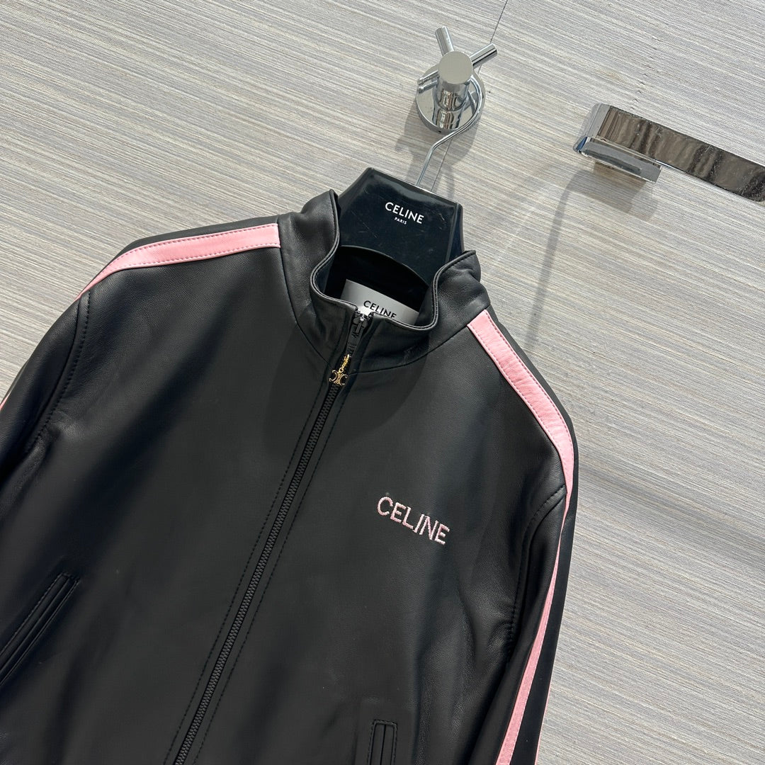 賽C家-2403 24春夏新品立領粉邊真皮外套