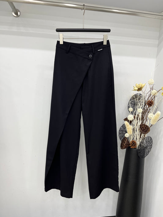 穆M家-2404 24新款斜扣式西褲 黑色