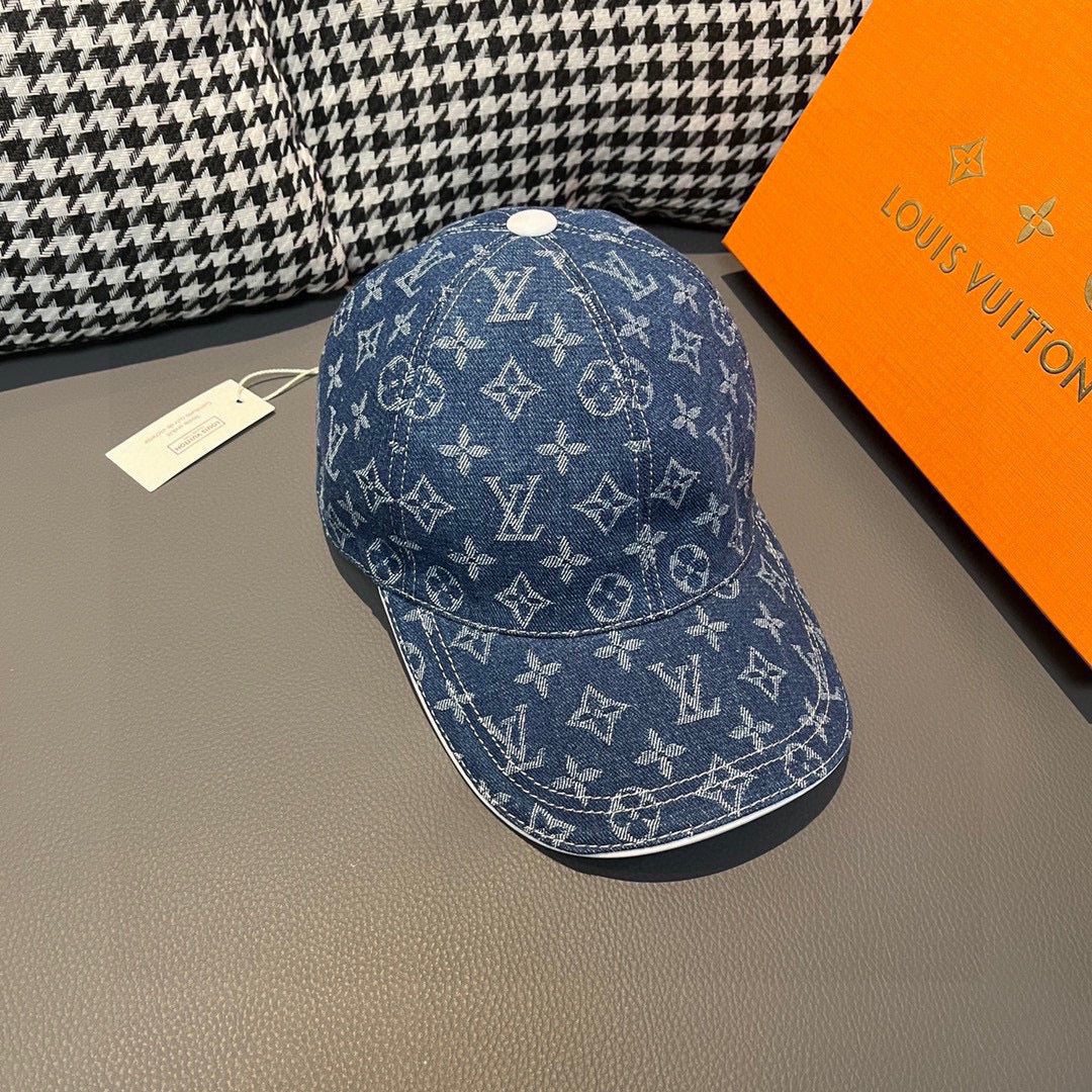路L家-新款 老花牛仔鴨舌帽 深藍色