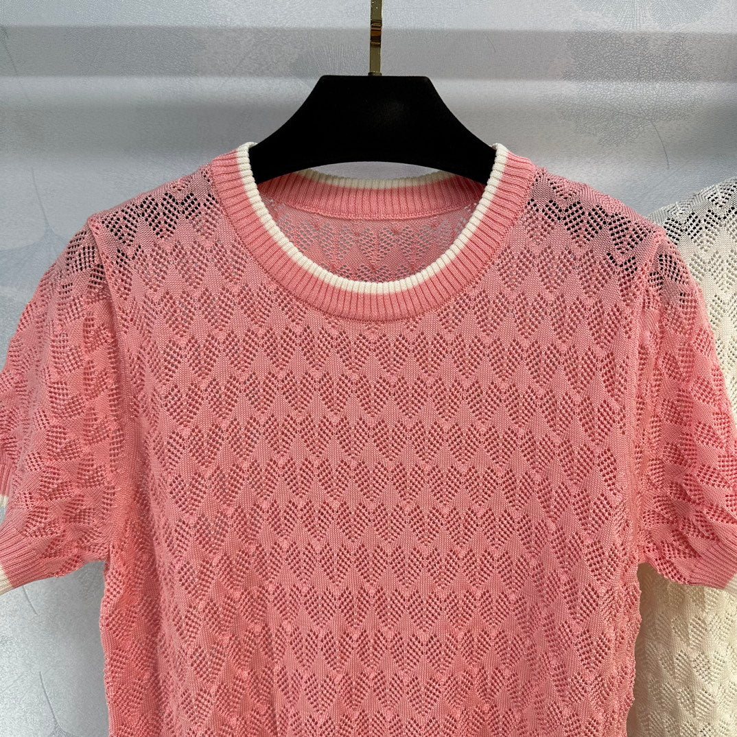 小香家-2404 24夏季新款 logo刺繡短袖圓領針織衫上衣
