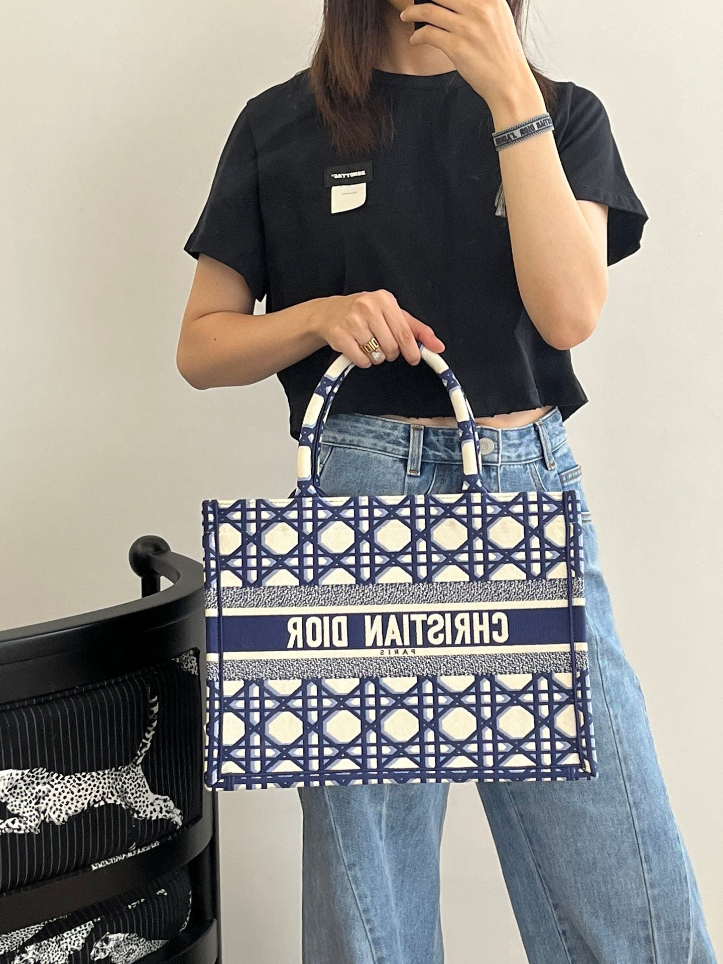迪D家-2023春夏新款 Tote 藍白拼色 中號