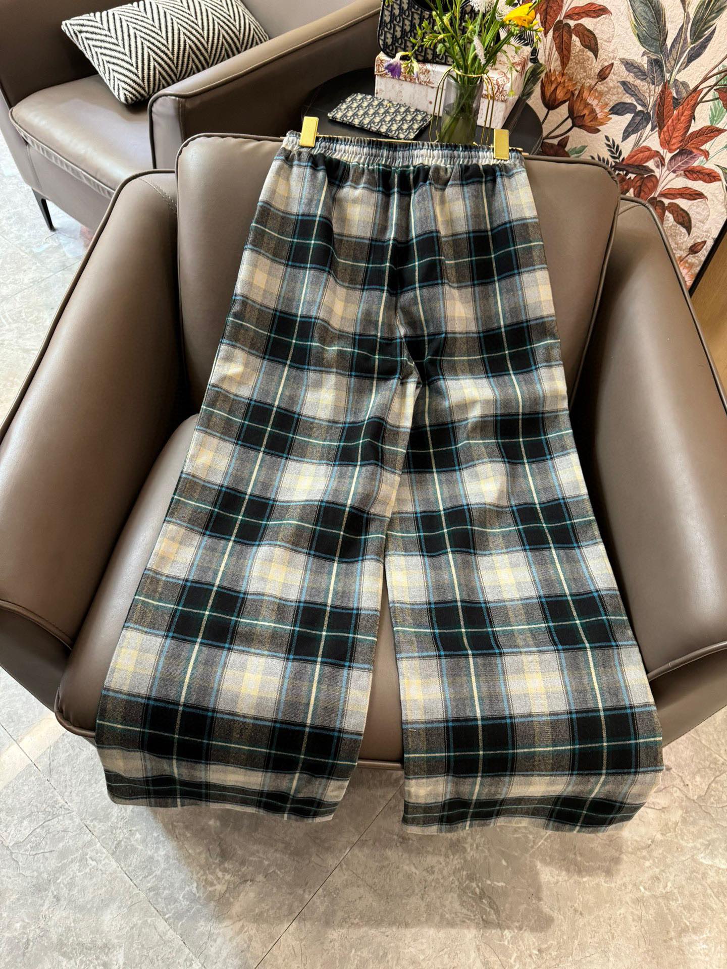賽C家-2403 格紋長褲 黑色