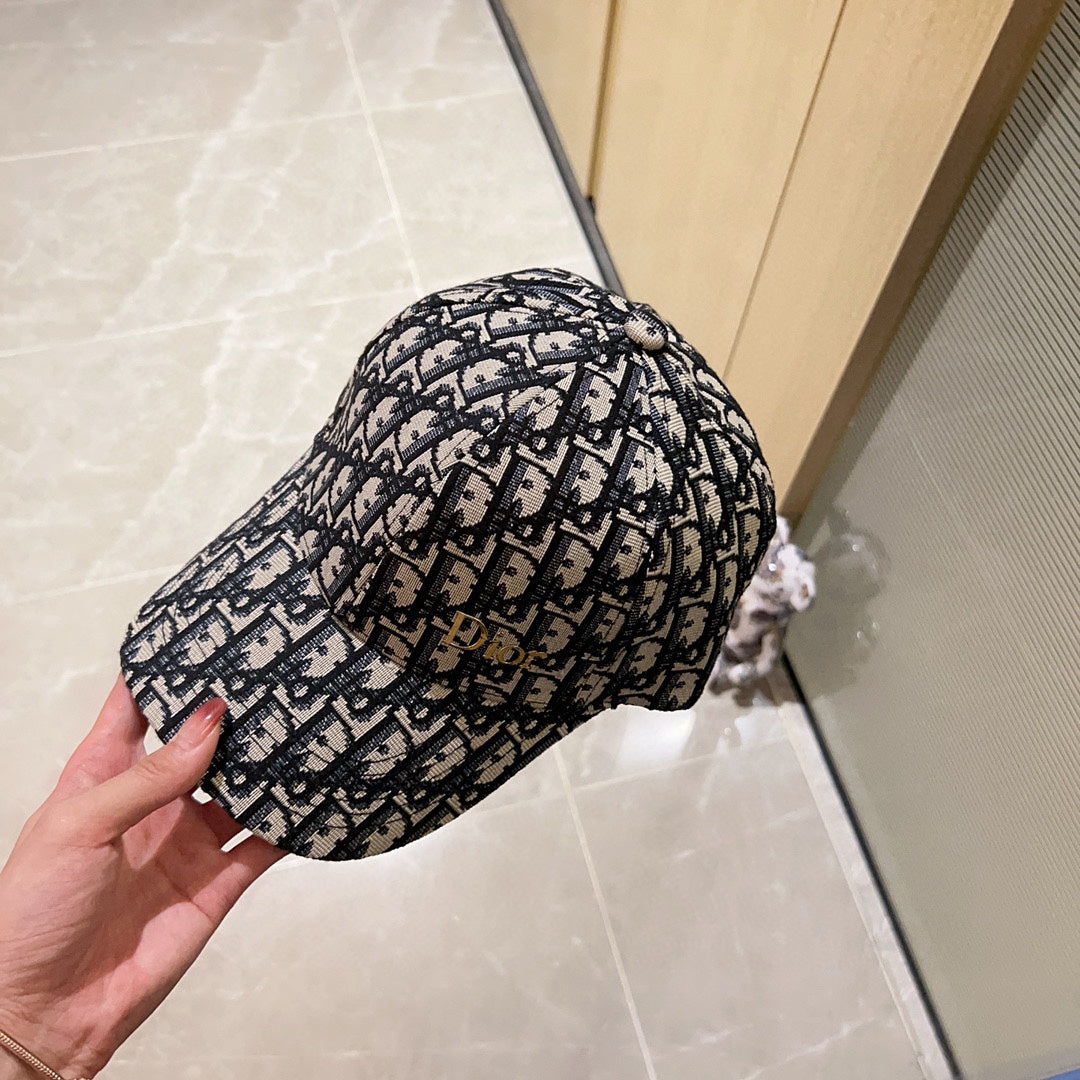 迪D家-2023春夏新款 刺繡棒球帽 老花黑色款