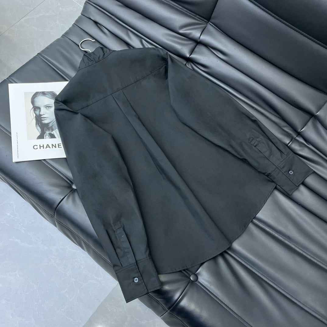 迪D家-2403 24新品上架飄帶襯衫 黑色