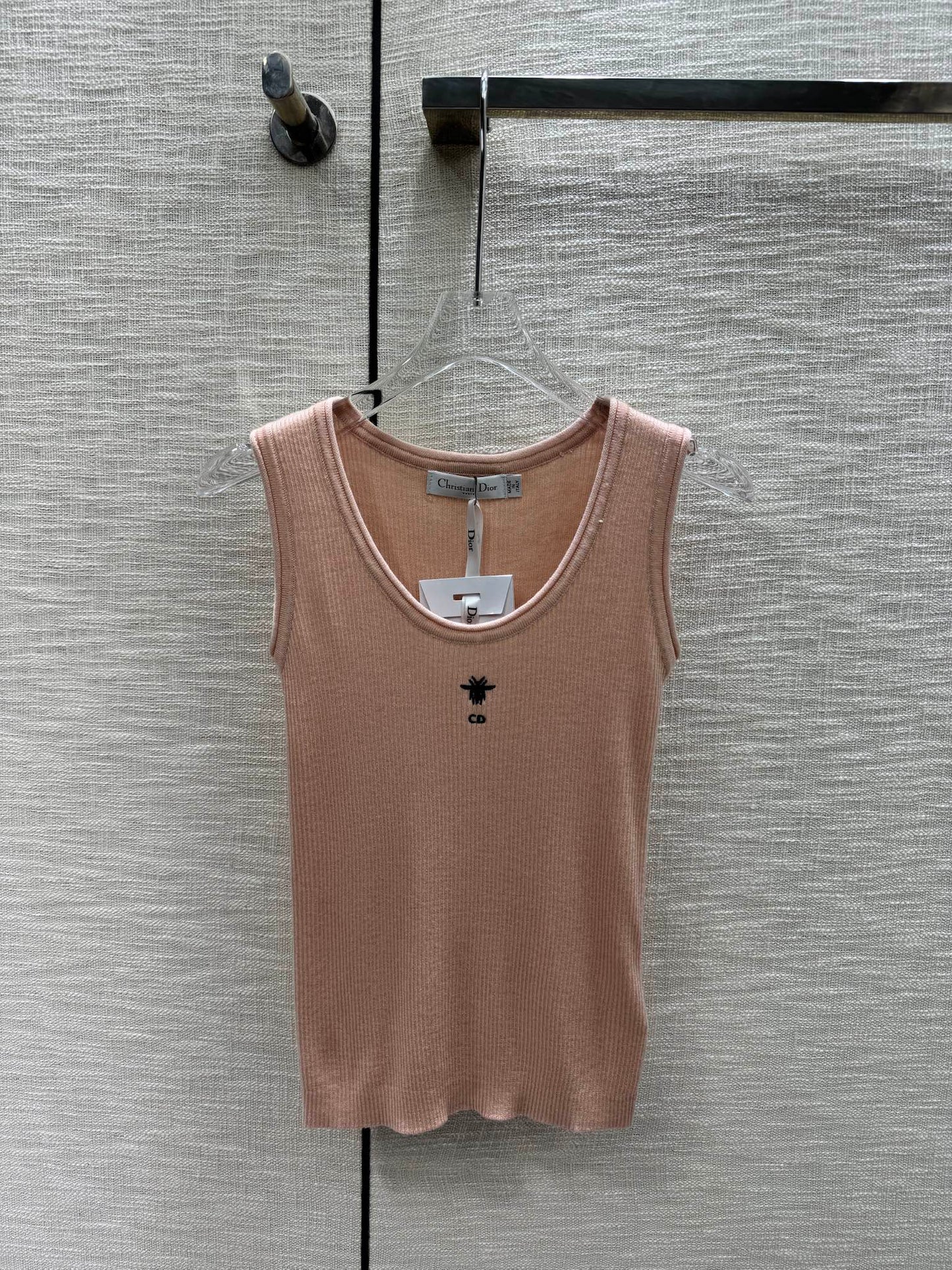 迪D家-2403 刺繡CD字母針織小背心 橘色