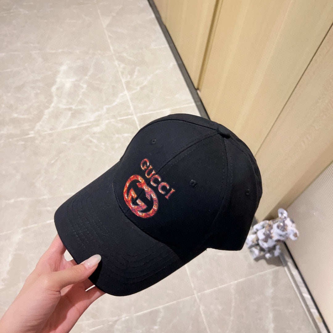 古G家-2023新款簡約紅色雙G棒球帽 黑色