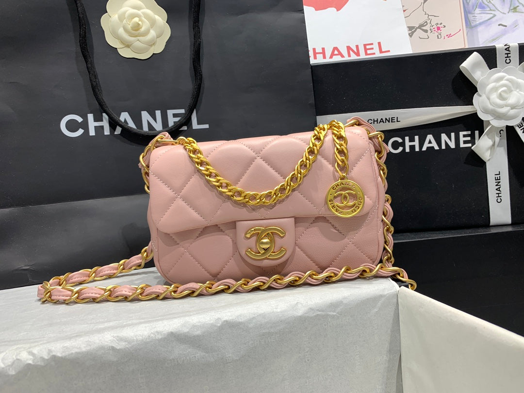 小香家-2023春夏新款 金幣CF包 粉色