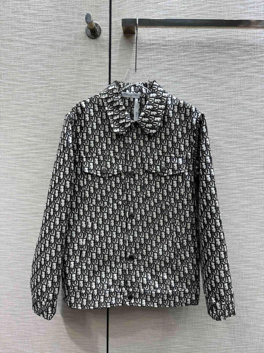 迪D家-2403 經典老花logo夾克外套 黑白