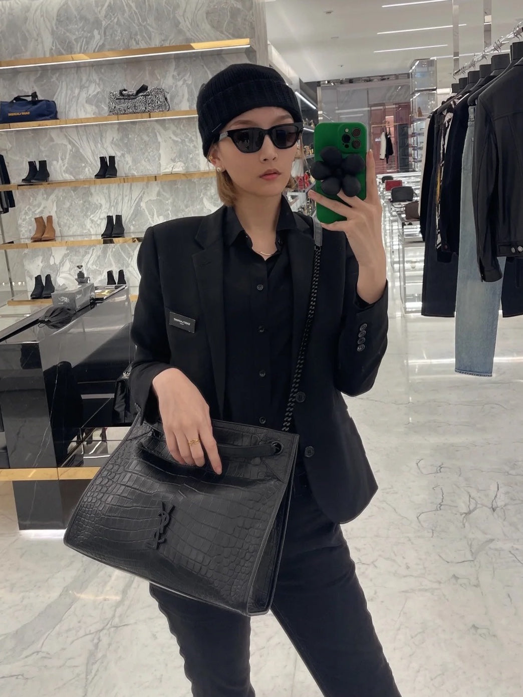 聖Y羅-Niki Shopping Bag 鱷魚紋 黑色