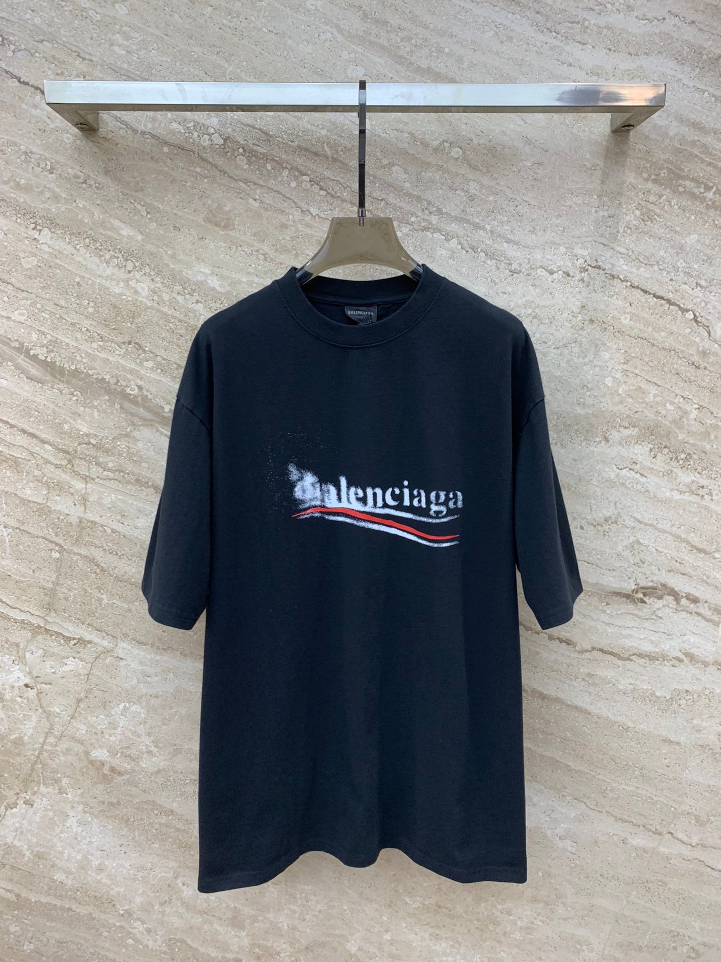巴黎世-2403 溶解可樂印花寬鬆版短袖TEE 男女同款 黑色