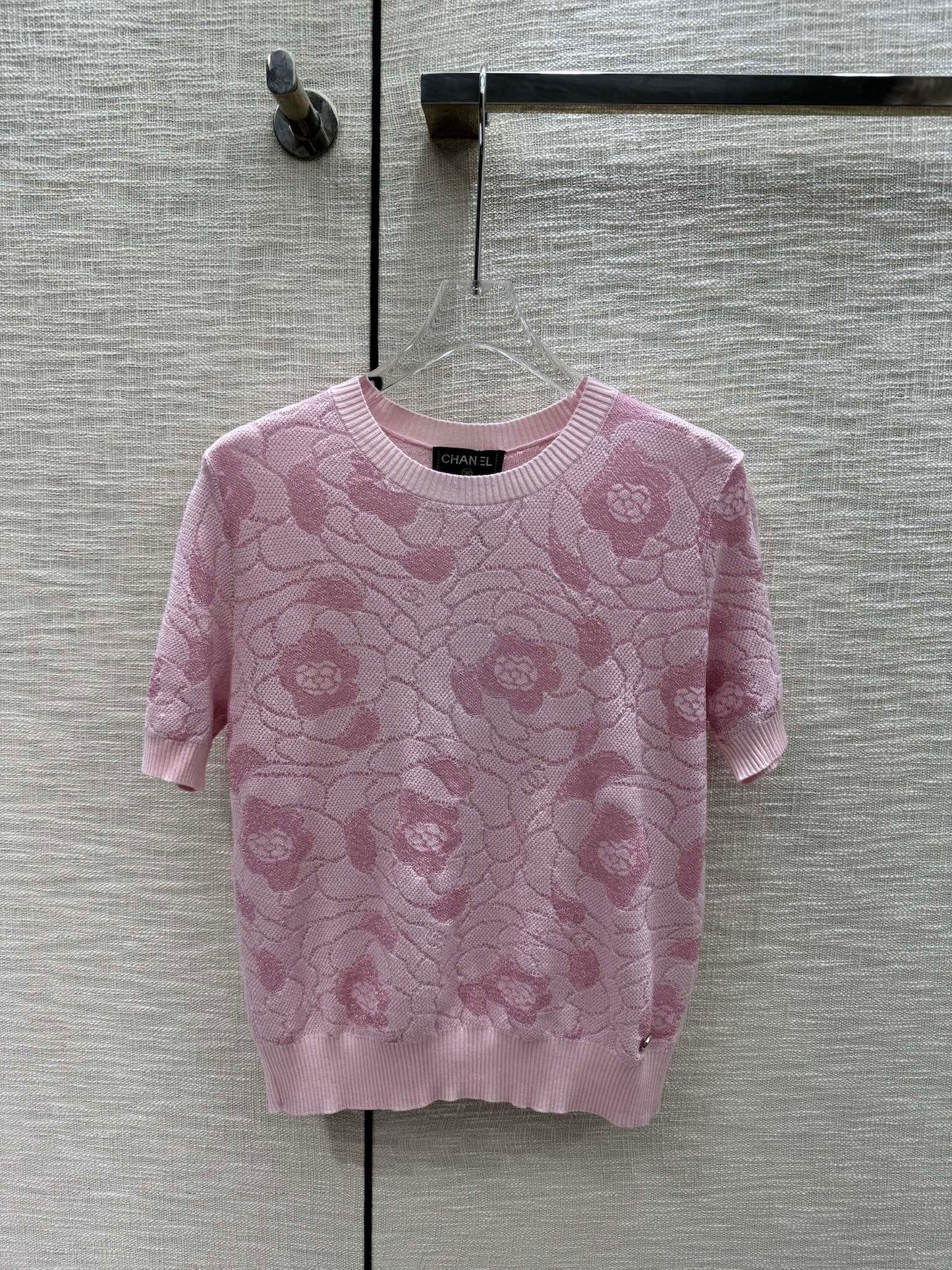 小香家-2403 山茶花針織短袖 粉色