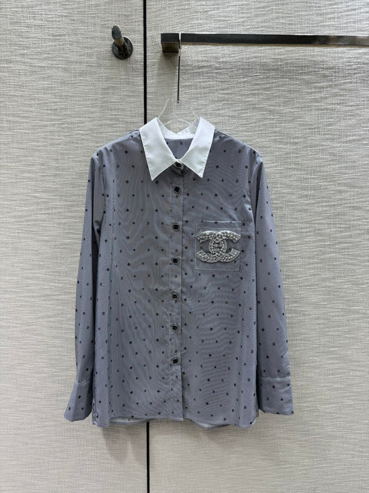 小香家-2403 雙C條紋長袖襯衫