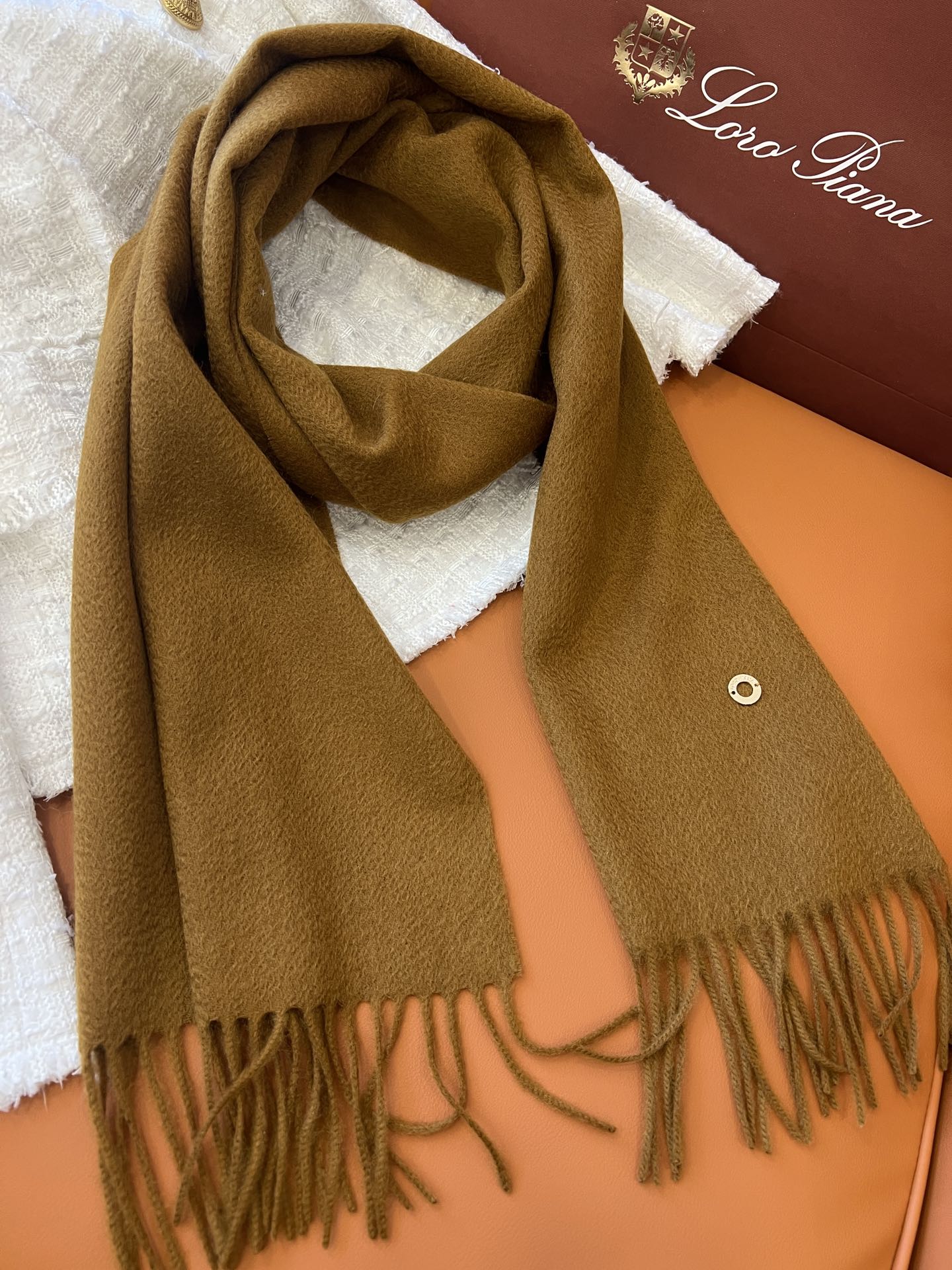 L-Piana-2024羊絨圍巾 180*30 琥珀金