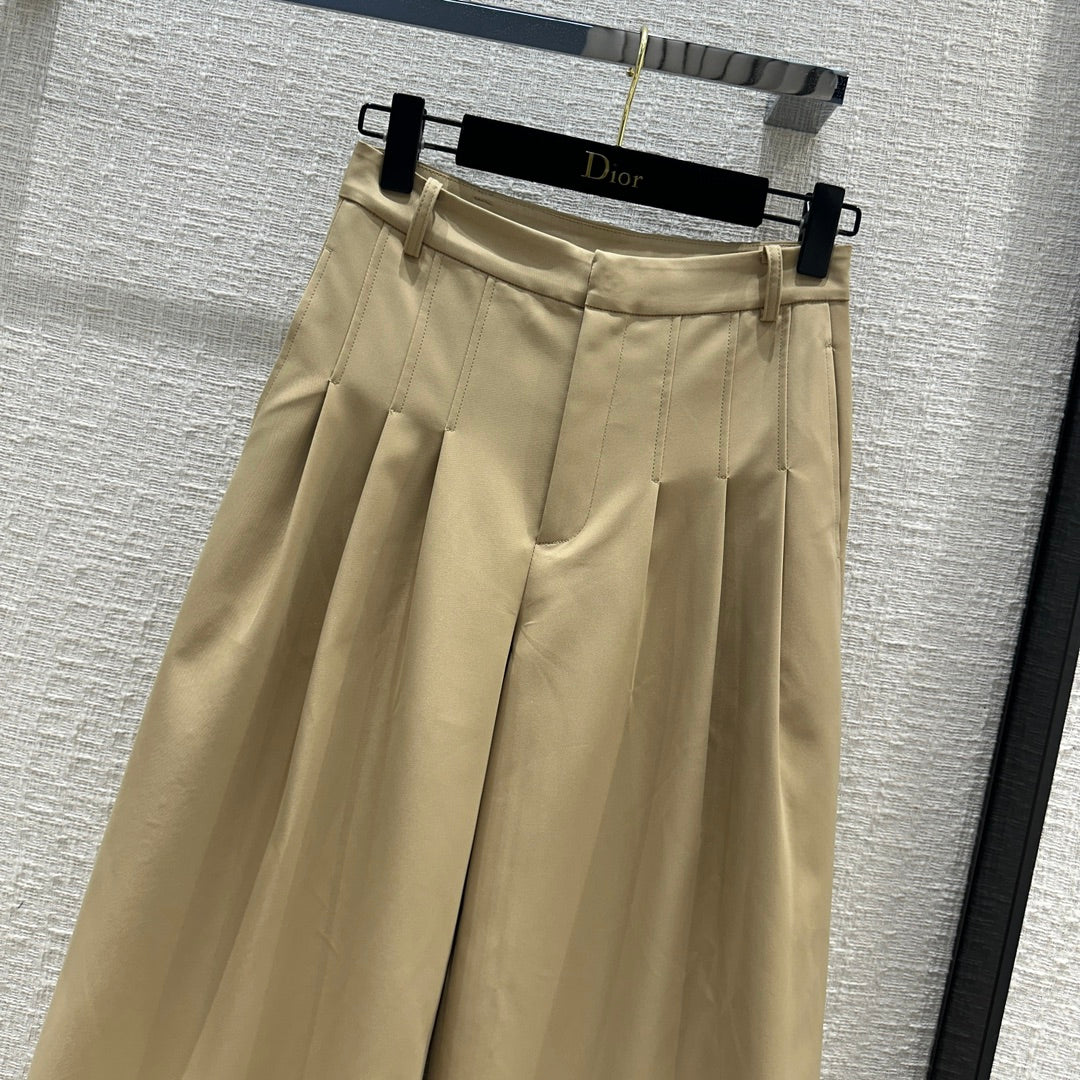 迪D家-2403 24早春新品卡其色寬褲西裝褲