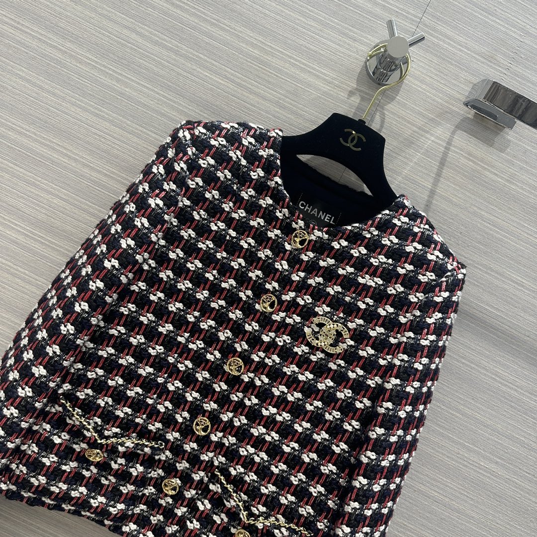 小香家-2403 24早春新品紅藍彩格紋彩紗短款小外套