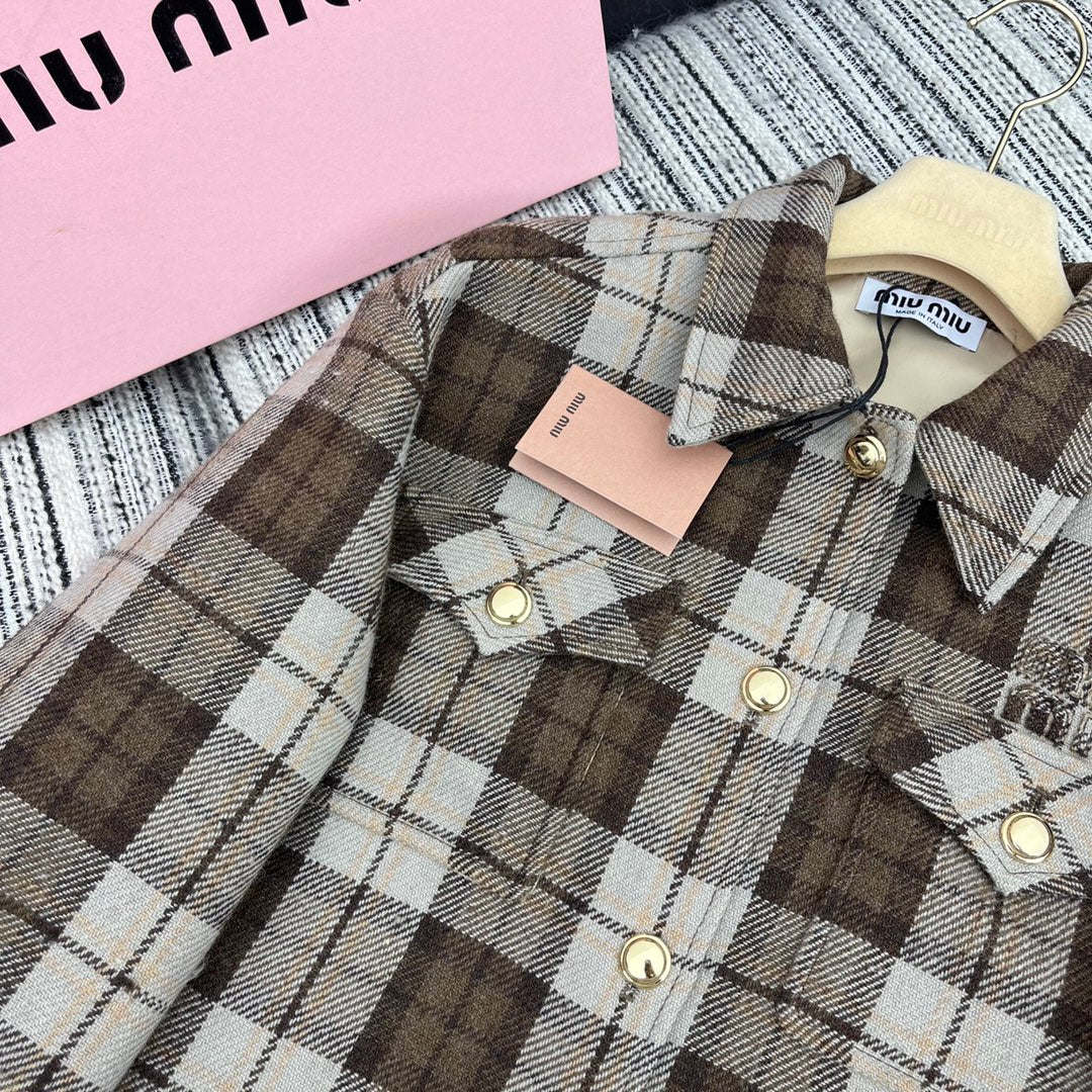 穆M家-2404 新款格紋翻領襯衫式外套
